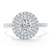 Round Cut Lab Diamond Double Halo Engagement Ring, Tiffany Style