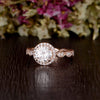 Round Cut Lab Diamond Engagement Ring, Art Deco Halo Design