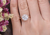 Round Cut Lab Diamond Engagement Ring, Art Deco Halo Design