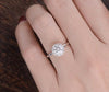 Round Cut Lab Diamond Engagement Ring, Art Deco Halo Design
