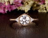 Round Cut Lab Diamond Engagement Ring, Art Deco Trilogy Design