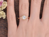Round Cut Lab Diamond Engagement Ring, Art Deco Trilogy Design