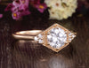 Round Cut Lab Diamond Engagement Ring, Art Deco Trilogy Design