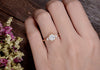 Round Cut Lab Diamond Engagement Ring, Art Deco Trilogy Design