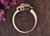 Round Cut Lab Diamond Engagement Ring, Art Deco Trilogy Design