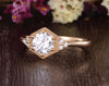 Round Cut Lab Diamond Engagement Ring, Art Deco Trilogy Design