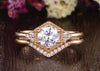 Round Cut Lab Diamond Engagement Ring, Art Deco Trilogy Design
