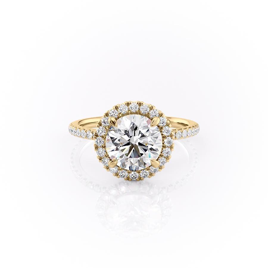 Round Cut Lab Diamond Engagement Ring, Classic Halo