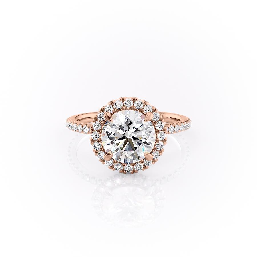 Round Cut Lab Diamond Engagement Ring, Classic Halo