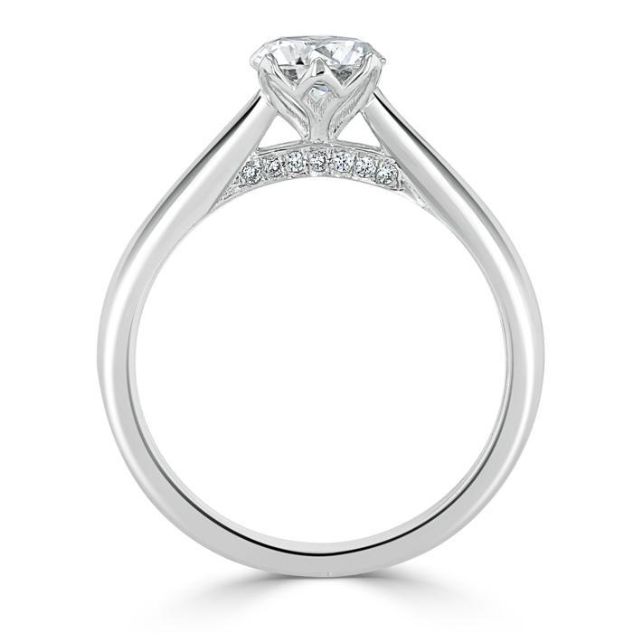 Round Cut Lab Diamond Engagement Ring, Classic Six Claw