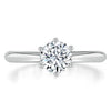 Round Cut Lab Diamond Engagement Ring, Classic Six Claw