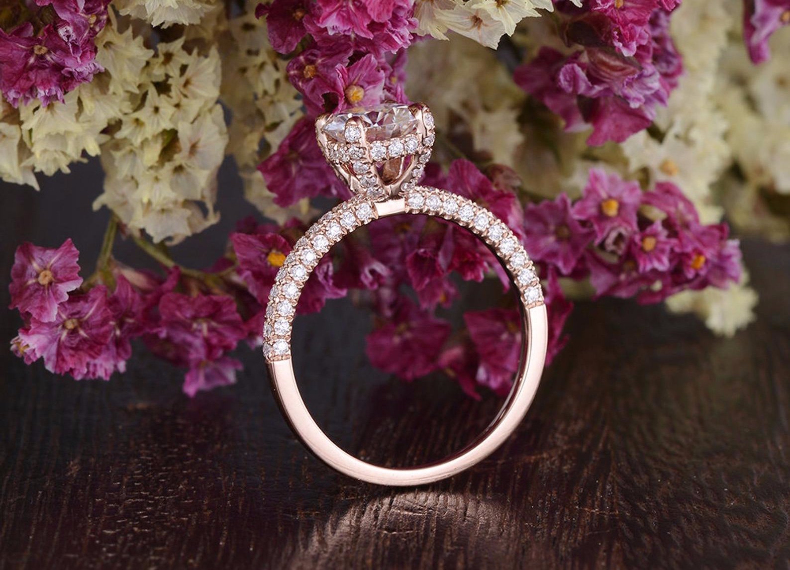 Round Cut Lab Diamond Engagement Ring, Delicate Vintage Design