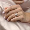 Round Cut Lab Diamond Engagement Ring, Hidden Halo
