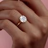 Round Cut Lab Diamond Engagement Ring, Hidden Halo