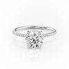Round Cut Lab Diamond Engagement Ring, Hidden Halo