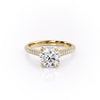 Round Cut Lab Diamond Engagement Ring, Pave Set Shoulders