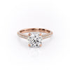 Round Cut Lab Diamond Engagement Ring, Pave Set Shoulders