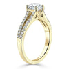 Round Cut Lab Diamond Engagement Ring, Tiffany Style Double Row Band