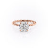 Round Cut Lab Diamond Engagement Ring, Twisted Band With Hidden Halo