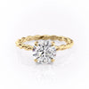 Round Cut Lab Diamond Engagement Ring, Twisted Band With Hidden Halo