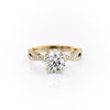 Round Cut Lab Diamond Engagement Ring, Twisted Stone Set Shoulders
