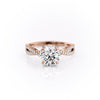 Round Cut Lab Diamond Engagement Ring, Twisted Stone Set Shoulders