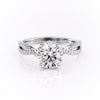 Round Cut Lab Diamond Engagement Ring, Twisted Stone Set Shoulders