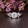 Round Cut Lab Diamond Engagement Ring, Unique Art Deco Design