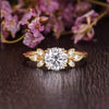 Round Cut Lab Diamond Engagement Ring, Unique Art Deco Design
