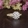Round Cut Lab Diamond Engagement Ring, Vintage Halo Design