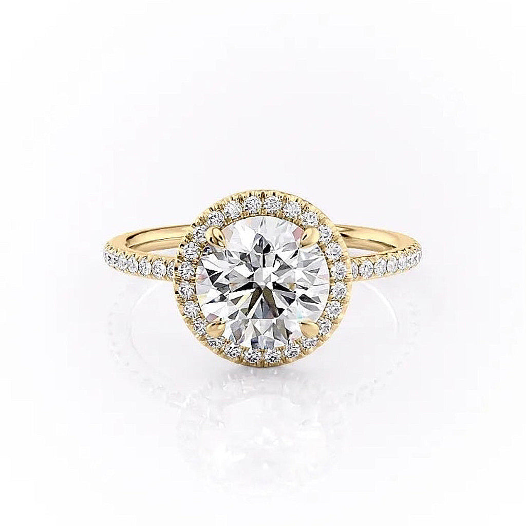 Round Cut Lab Diamond Engagement Ring With Halo