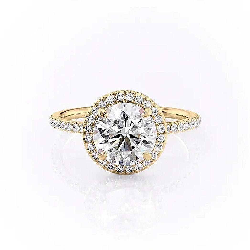 Round Cut Lab Diamond Engagement Ring With Halo