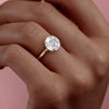 Round Cut Lab Diamond Ring, Hidden Halo Design