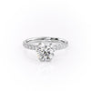 Round Cut Lab Diamond Shoulder Set Ring With Block Halo