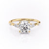 Round Cut Lab Diamond Shoulder Set Ring With Hidden Halo