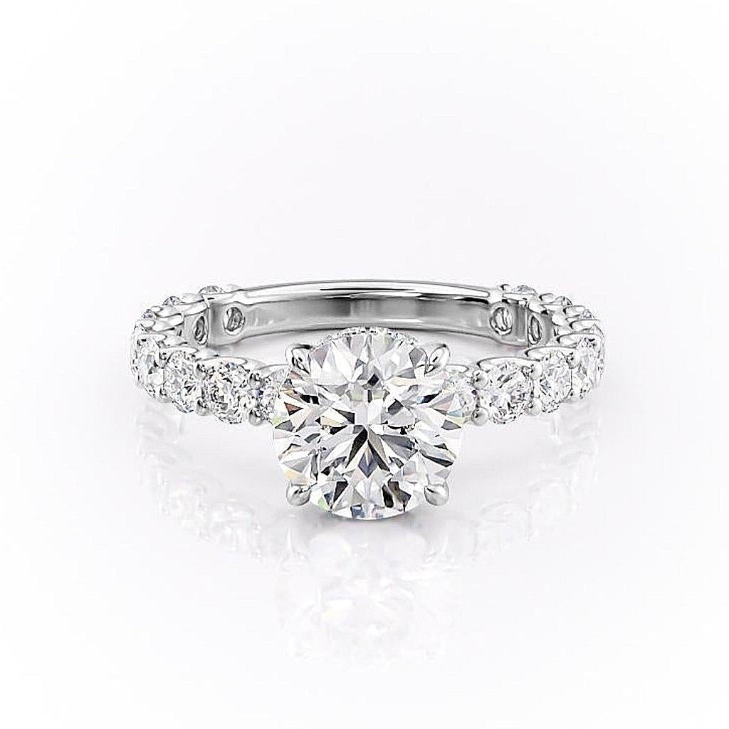 Round Cut Lab Diamond Stone Set Shoulders With Hidden Halo