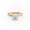Round Cut Lab Diamond Twisted Shoulder Set Ring With Hidden Halo