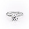 Round Cut Lab Diamond Twisted Shoulder Set Ring With Hidden Halo
