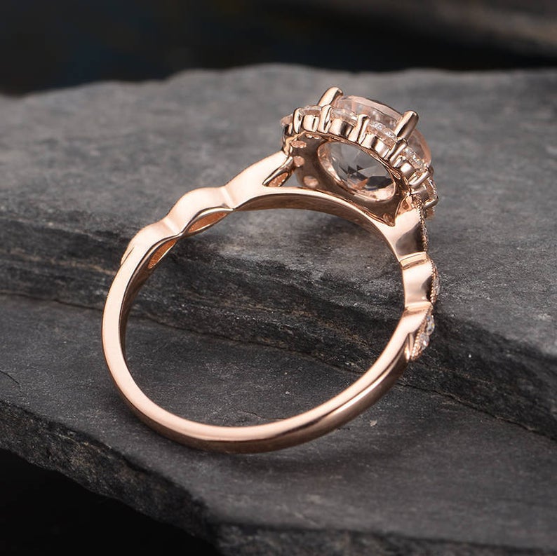 Round Cut Lab Diamond, Vintage Halo Design