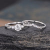 Round Cut Lab Diamond and Silver Pearl Ring set
