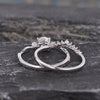Round Cut Lab Diamond and Silver Pearl Ring set