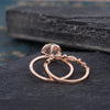 Round Cut Morganite & Lab Diamond Bridal Ring set