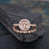 Round Cut Morganite & Lab Diamond Bridal Ring set