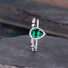 Vintage Inspired Emerald Bridal Ring Set