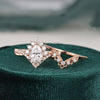 Vintage Style Bridal Ring Set, Oval Cut Center Stone