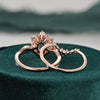 Vintage Style Bridal Ring Set, Oval Cut Center Stone