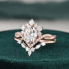 Vintage Style Bridal Ring Set, Oval Cut Center Stone