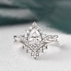 Vintage Style Bridal Ring Set, Oval Cut Center Stone
