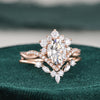Vintage Style Bridal Ring Set, Oval Cut Center Stone
