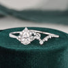 Vintage Style Bridal Ring Set, Pear Cut Center Stone